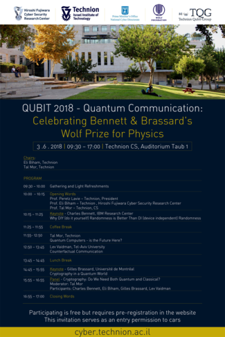 Qubit 2018 - Quantum Communication: Celebrating Bennett & Brassard's Wolf Prize for Physics