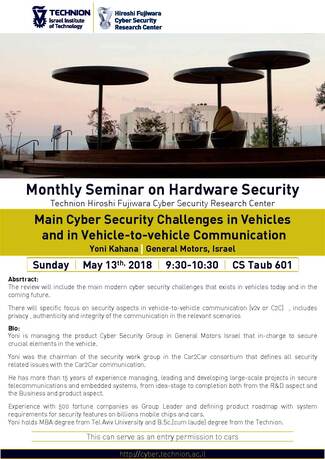 Hardware Security Seminar: Main Cyber Security Challenges in Vehicles and in Vehicle-to-vehicle Communication