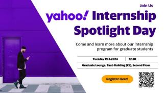 Yahoo Is Coming To The Faculty On March 19 - Summer Internships And Research Opportunities