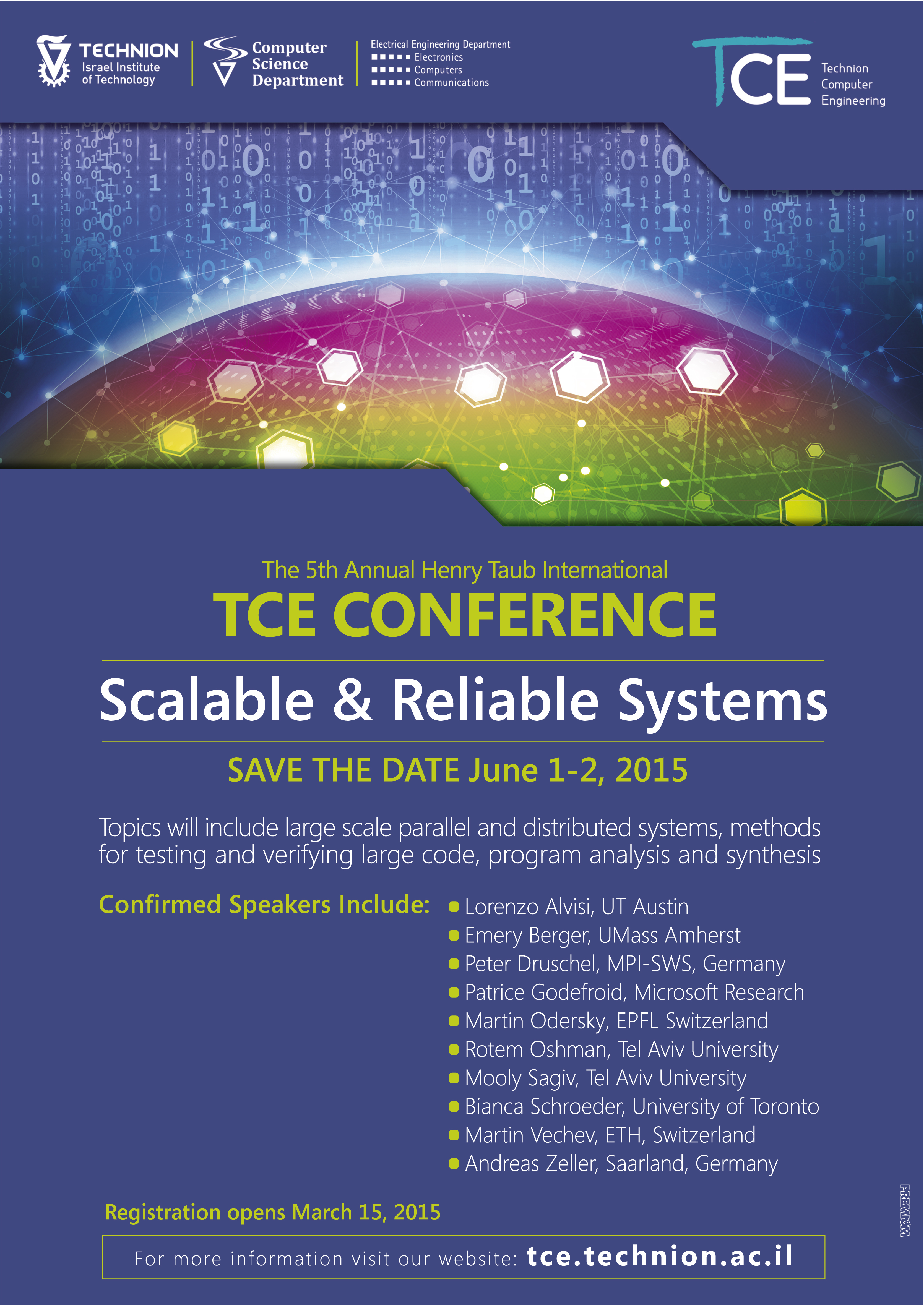 The 5th Annual International TCE Conference on Scalable and Reliable Systems