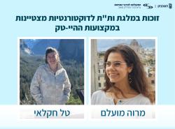 Warm Congratulations to Tal Haklay and Marwa Mouallem, For Winning the VATAT Scholarship For Outstanding Doctoral Students in High-Tech Subjects